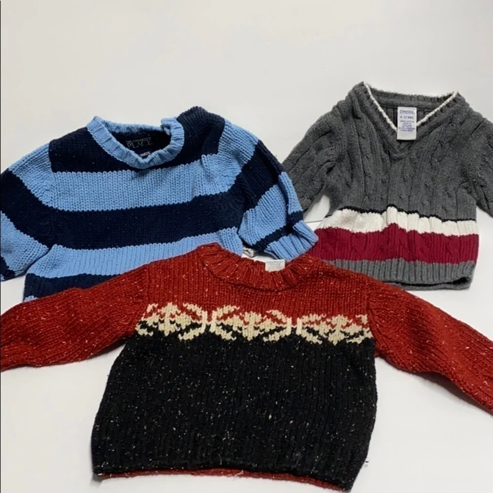 LOT 3 cozy warm boys cable knit sweaters
